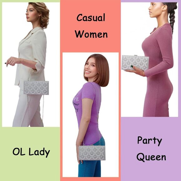 🆕Women Silver Satin Fashion Party Evening Handbag Elegant Chic Purse Bag - Picture 5 of 7